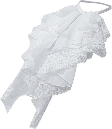 Victorian Layered Ruffle Lace Detachable Jabot Faux Collar Necktie for Renaissances Costumes Party Outfit Accessories in Saudi Arabia