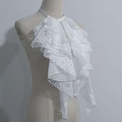 Victorian Layered Ruffle Lace Detachable Jabot Faux Collar Necktie for Renaissances Costumes Party Outfit Accessories in Saudi Arabia