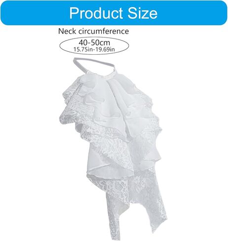 Victorian Layered Ruffle Lace Detachable Jabot Faux Collar Necktie for Renaissances Costumes Party Outfit Accessories in Saudi Arabia