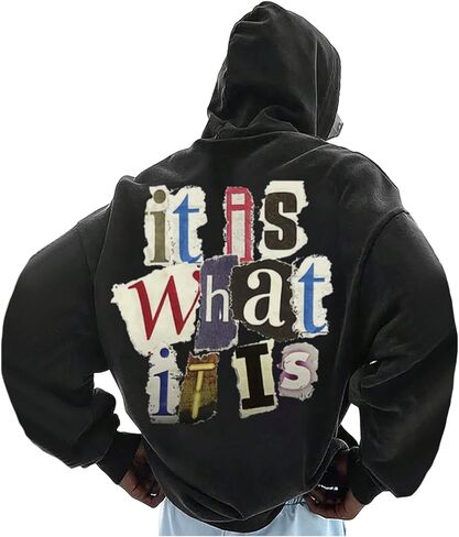 SHENHE Men's Oversized Vintage Long Sleeve Collage Letter Graphic Patchwork Hoodie Sweatshirt in Saudi Arabia