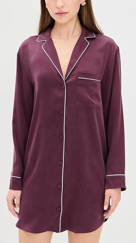 Lunya Women's Washable Silk Piped Sleep Shirt Dress in Saudi Arabia