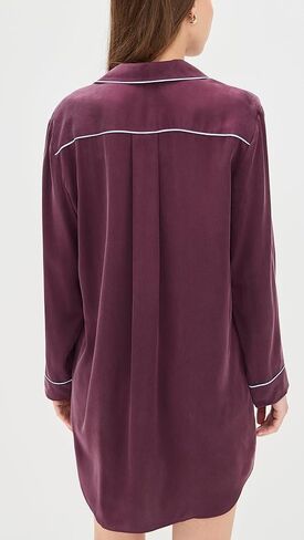Lunya Women's Washable Silk Piped Sleep Shirt Dress in Saudi Arabia