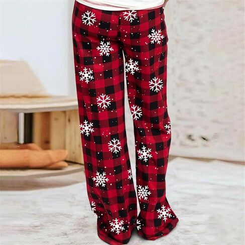 iTranyee Women Christmas Pajama Pants Drawstring Cute Christmas Print Lounge Pants Loose Wide Leg Sweatpants Sleepwear in Saudi Arabia