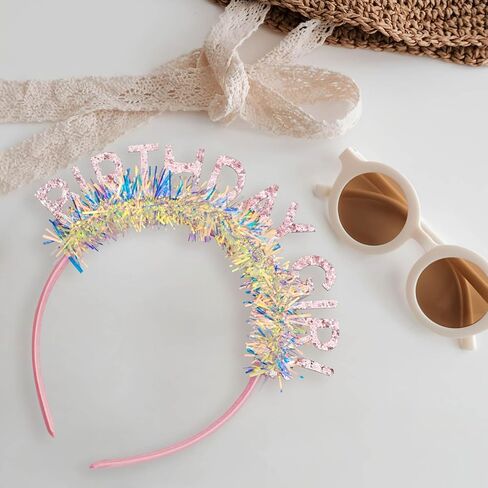 Birthday Girl Headband, Sparkle Birthday Crown Headband Decoracion for Women and Girls with Coloured Ribbon in Saudi Arabia