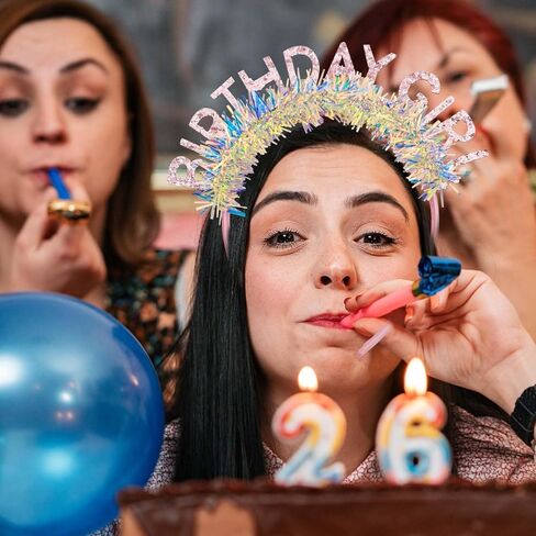 Birthday Girl Headband, Sparkle Birthday Crown Headband Decoracion for Women and Girls with Coloured Ribbon in Saudi Arabia