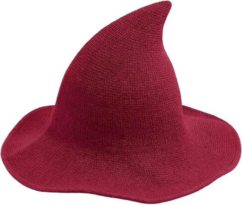 YouNuo Witch Hat for Women, Classic Halloween Knitted Wool Wizard Hat,Wide Brim Pointed Witches Cap for Party Cosplay Costume in Saudi Arabia