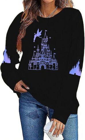 Magical Sweatshirts for Women Cute Graphic Magical Sweatshirt Family Vacation Shirt Casual Long Sleeve Tops in Saudi Arabia