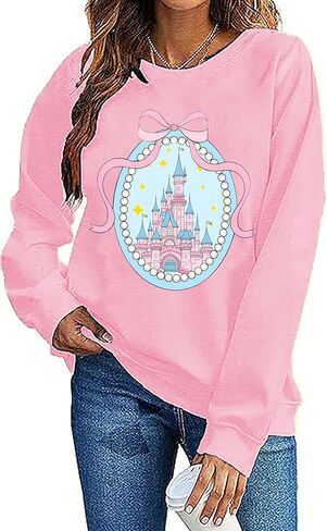 Magical Sweatshirts for Women Cute Graphic Magical Sweatshirt Family Vacation Shirt Casual Long Sleeve Tops in Saudi Arabia
