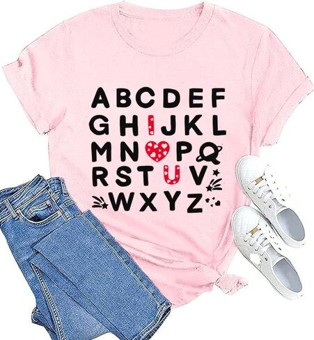 Valentine's Day Shirts for Women Loved Teacher Graphic Tee Cute Sweet Hearts Candy Teaching Top in Saudi Arabia