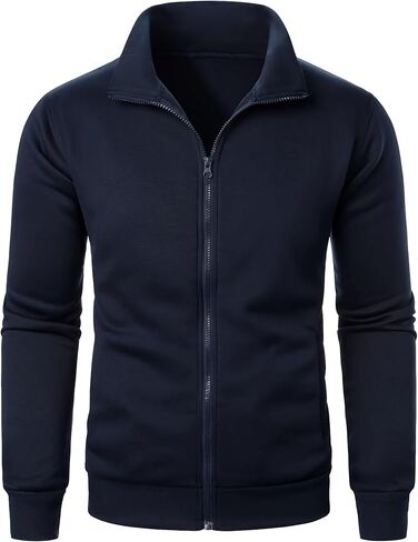 Men's Full Zip Sweatshirt, Stand Collar Lightweight Casual Outerwear, for Everyday Wear, Comfortable and Warm in Saudi Arabia