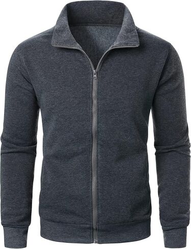 Men's Full Zip Sweatshirt, Stand Collar Lightweight Casual Outerwear, for Everyday Wear, Comfortable and Warm in Saudi Arabia