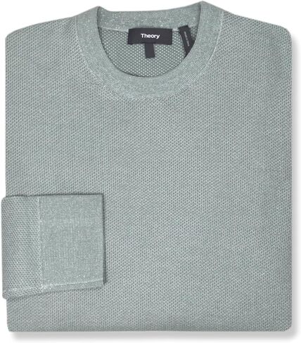 سويت شيرت Theory الرجالي Vanden Pique Knit Fine Bilen Crewneck، (أخضر ثلجي، مقاس متوسط) in Saudi Arabia