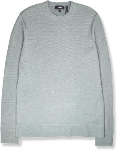 سويت شيرت Theory الرجالي Vanden Pique Knit Fine Bilen Crewneck، (أخضر ثلجي، مقاس متوسط) in Saudi Arabia