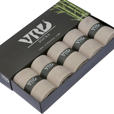 VRD Bamboo Rayon Mens Dress Socks, Mid Calf Crew Length Socks for Men Shoe Size 8-13 Beige Khaki in Saudi Arabia