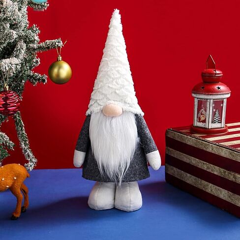 Large Christmas Gnomes Plush Decoration, 23 Inch Christmas Standing Gnomes with Retractable Legs Swedish Tomte Gnome FigurinesWinter Gnomes Plush Décor Christmas Ornaments Xmas Gifts (White) in Saudi Arabia