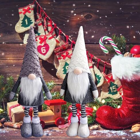 Large Christmas Gnomes Plush Decoration, 23 Inch Christmas Standing Gnomes with Retractable Legs Swedish Tomte Gnome FigurinesWinter Gnomes Plush Décor Christmas Ornaments Xmas Gifts (White) in Saudi Arabia