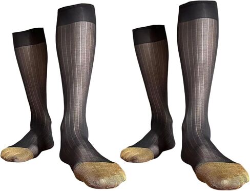 GAOGAO Super Thin Men's Stripe Dress Socks Sweat Absorbing Knee High Socks Business Over The Calf Stocking in Saudi Arabia