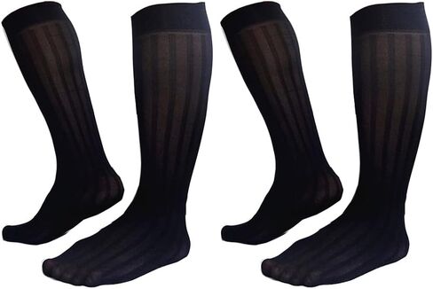 GAOGAO Super Thin Men's Stripe Dress Socks Sweat Absorbing Knee High Socks Business Over The Calf Stocking in Saudi Arabia