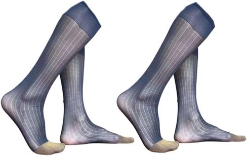GAOGAO Super Thin Men's Stripe Dress Socks Sweat Absorbing Knee High Socks Business Over The Calf Stocking in Saudi Arabia