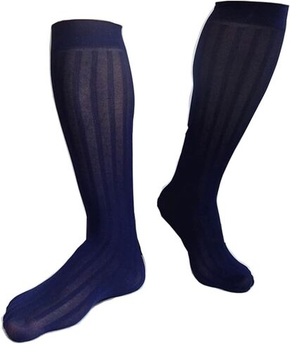 GAOGAO Super Thin Men's Stripe Dress Socks Sweat Absorbing Knee High Socks Business Over The Calf Stocking in Saudi Arabia
