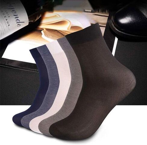 Men Stockings 10Pair Elastic Solid Color Ice Silk Mid Stocks Cool Summer Breathable Casual Socks(Light Blue) in Saudi Arabia