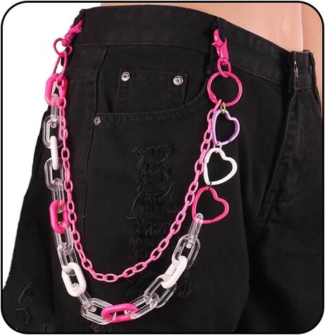 Pants Jean Chain Heart Pocket Trousers Hiphop Rock Wallet Chains Body Chain for Men and Women Cute Colorful Pants Jean Layered Keychain Girls in Saudi Arabia