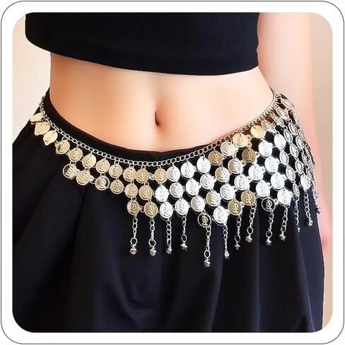 القراصنة الخصر سلسلة 14K الذهب حزام على شكل سلسلة للنساء القراصنة اكسسوارات النهضة مجوهرات عملة الخصر سلسلة البطن الجسم سلاسل الموضة in Kuwait