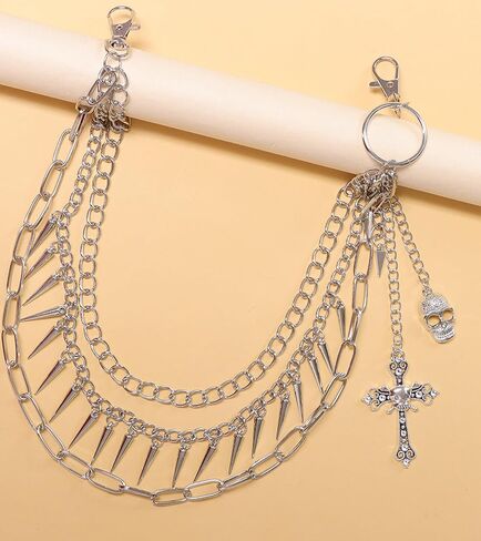 Skeleton Jean Chains for Women Rivet Cross Pants Chain for Men Pocket Chain for Pants Biker Hip Punk Chains Accessory Fashion Cool Trendy Halloween Jewelry Hip-hop Punk Accessories in Saudi Arabia