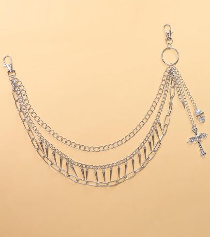 Skeleton Jean Chains for Women Rivet Cross Pants Chain for Men Pocket Chain for Pants Biker Hip Punk Chains Accessory Fashion Cool Trendy Halloween Jewelry Hip-hop Punk Accessories in Saudi Arabia