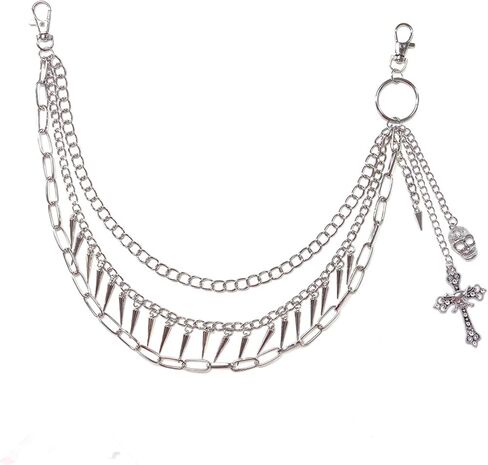 Skeleton Jean Chains for Women Rivet Cross Pants Chain for Men Pocket Chain for Pants Biker Hip Punk Chains Accessory Fashion Cool Trendy Halloween Jewelry Hip-hop Punk Accessories in Saudi Arabia