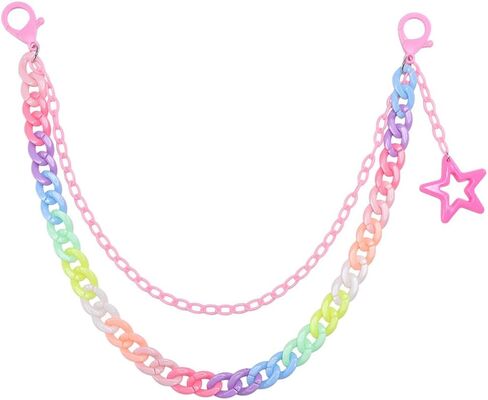 Y2k Rainbow Large Star Charm Acrylic Pants Trousers Chain for Women Men Hip Hop Colorful Double Layer Creative Rock Wallet Belt Pocket Waist Jeans Belly Chains Candy Color Backpack Body Accessories in Saudi Arabia