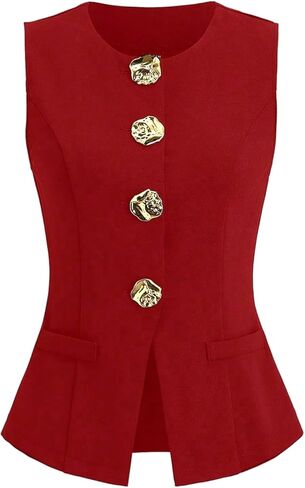 GORGLITTER Women's Plus Size Vest Tops Sleeveless Blazer Vest Button Down Waistcoat Business Work Office Blazer Jackets in Saudi Arabia