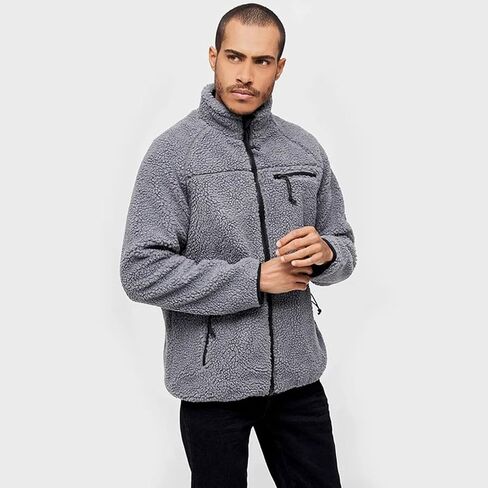 Brandit Men's Fleece Full Zip Jacket, Anthracite - S in Saudi Arabia