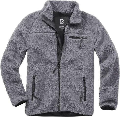 Brandit Men's Fleece Full Zip Jacket, Anthracite - S in Saudi Arabia