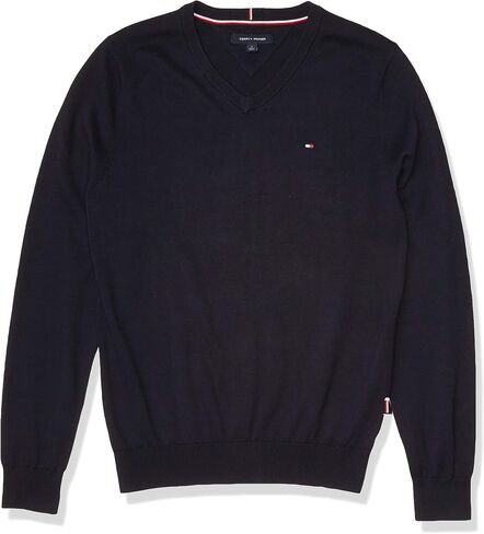 Tommy Hilfiger Men's Cotton V Neck Sweater, Navy in Saudi Arabia