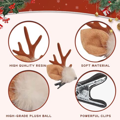 Reindeer Antler Headband for Adults Women - Christmas Deer Ears Headbands with Faux Fur, Halloween Hair Accessories in Kuwait