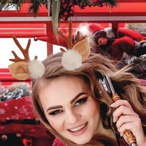 Reindeer Antler Headband for Adults Women - Christmas Deer Ears Headbands with Faux Fur, Halloween Hair Accessories in Kuwait