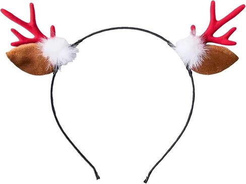 Reindeer Antler Headband for Adults Women - Christmas Deer Ears Headbands with Faux Fur, Halloween Hair Accessories in Kuwait
