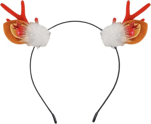 Reindeer Antler Headband for Adults Women - Christmas Deer Ears Headbands with Faux Fur, Halloween Hair Accessories in Kuwait