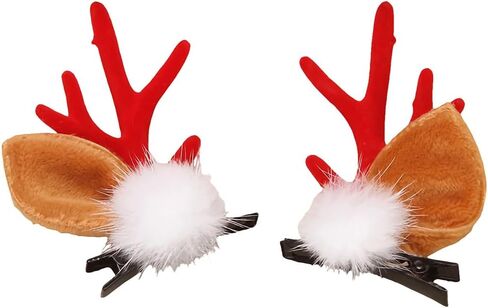 Reindeer Antler Headband for Adults Women - Christmas Deer Ears Headbands with Faux Fur, Halloween Hair Accessories in Kuwait