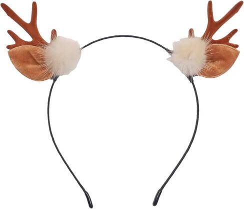 Reindeer Antler Headband for Adults Women - Christmas Deer Ears Headbands with Faux Fur, Halloween Hair Accessories in Kuwait