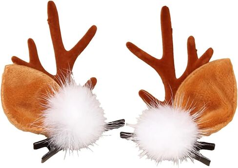 Reindeer Antler Headband for Adults Women - Christmas Deer Ears Headbands with Faux Fur, Halloween Hair Accessories in Kuwait