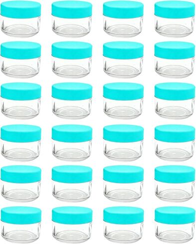24 Pcs 15ml/0.5oz​ Cosmetic Jars with Lids,Plastic Jars Round Clear Cosmetic Container Jars with White Lids, Plastic Slime Jars for Beauty Product, Lotion, Cream, Travel Storage (White Lid) in Kuwait