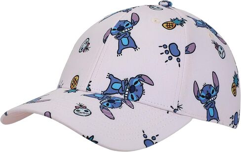 Disney Stitch Pineapples & Dolls All-Over Character Print Adult Pink Traditional Adjustable Hat in Saudi Arabia