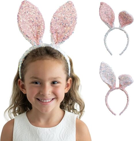 Sequins Bunny Ears Headband For Girls and Women - Birthdays Cosplay Costume Easter Halloween and Parties in Saudi Arabia
