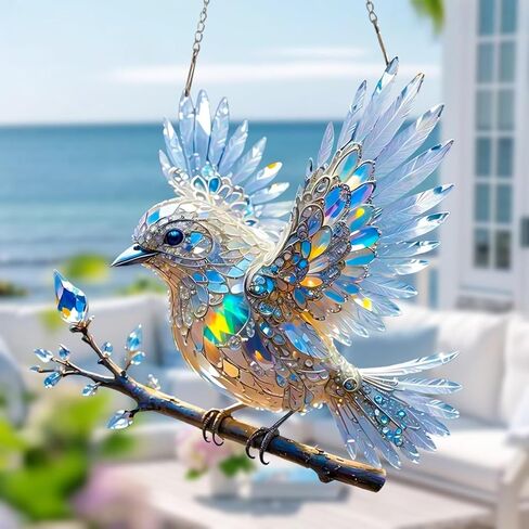 Stained Glass Window Hanging, Hanging Window Decor Pendant-Art Decorative Bird for Family, Friends and Bird Lovers in Saudi Arabia
