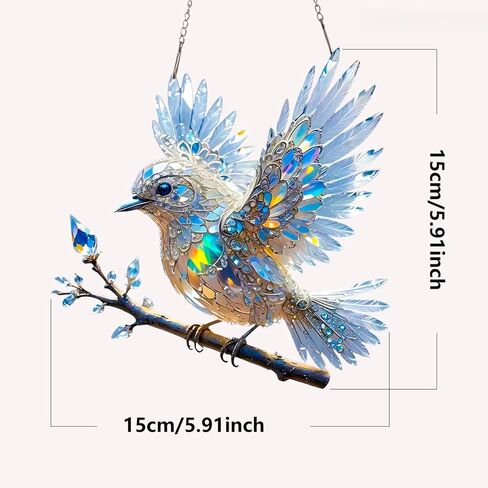 Stained Glass Window Hanging, Hanging Window Decor Pendant-Art Decorative Bird for Family, Friends and Bird Lovers in Saudi Arabia