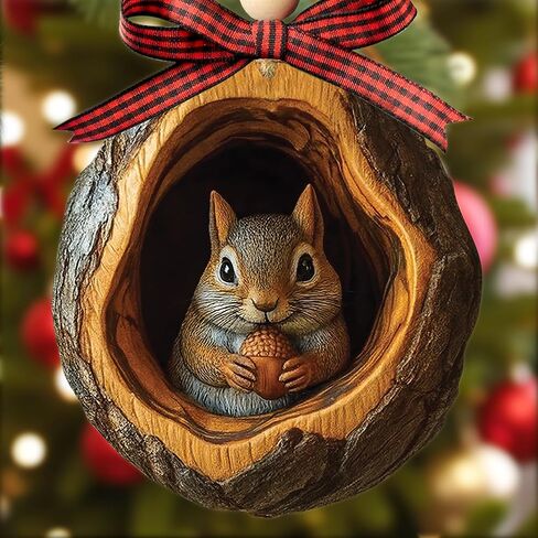 Squirrel Ornament - Squirrel Gifts for Lovers, Women, Men - Cute Funny Animals Ornaments for Christmas Tree - Animals Squirrels Themed Gifts - 2D 3 Layers Ornament​ 2025 in Saudi Arabia