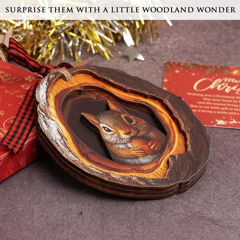 Squirrel Ornament - Squirrel Gifts for Lovers, Women, Men - Cute Funny Animals Ornaments for Christmas Tree - Animals Squirrels Themed Gifts - 2D 3 Layers Ornament​ 2025 in Saudi Arabia