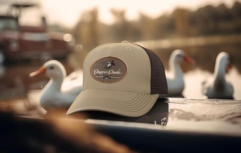 Mallard Duck and Gun X Oval Patch Snapback Mesh Trucker Hat in Kuwait